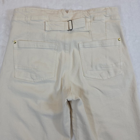 Pilcro The Kit Women 28 Beige Wide Leg Utility Khakis Trouser Pockets Buckle - Picture 6 of 12